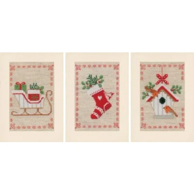 Imagen de Vervaco PN 0178342 Juego de 3 tarjetas felicitación navideñas (algodón), diseño números 10,5 x 15 cm / 4,2&quot; 6&quot;