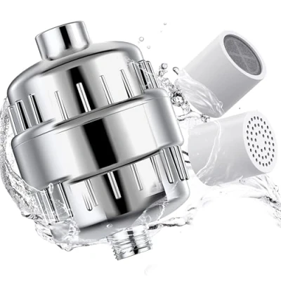Imagen de Filtro Ducha 20 Etapas con Vitamina C Universal Purificador de Agua para Alta Presion para, 2 Cartuchos incluidos, Eliminación Cloro, Fluoruro, Metales Pesados, Dogfish