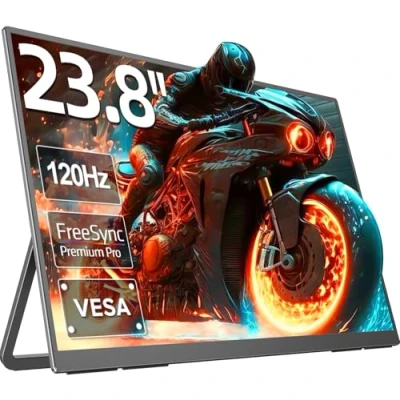 Imagen de UPERFECT Monitor Portátil 23,8 Pulgadas 100Hz con Soporte Integrado Full HD 1920 x 1080 1000:1 IPS Pantalla para PC Laptop Consola de Juegos, Cuerpo Metal, Compatible VESA