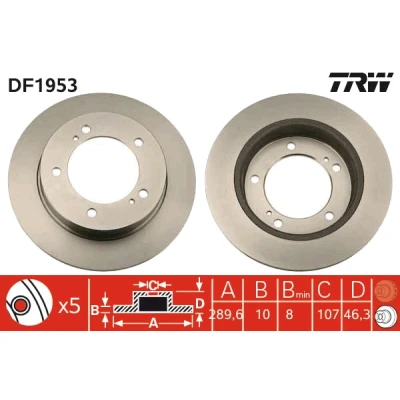 Imagen de TRW DF1953 Disco de freno 290 10 5 139,7 macizo barnizado SUZUKI: Samurai SUV Cabrio, SJ 410 SUV, 413, SANTANA: