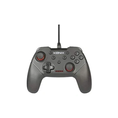 Imagen de Konix Mando con cable Mythics para Nintendo Switch, Switch Lite, OLED y PC, conexión USB, de 3 m, color negro