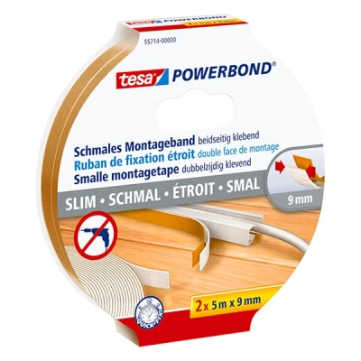 Imagen de Tesa Powerbond cinta adhesiva de doble cara estrecha 9 mm x 5 m (2 unidades)