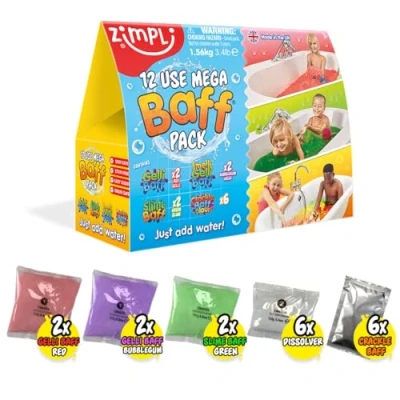 Imagen de Zimpli Kids Pack Mega Baff de 12 Usos para Jugar Hora del Baño, Incluye 4xGelli Baff, 2xSlime &amp; 6xCrackle Juego Sensorial Infantil la Regalo Biodegradable