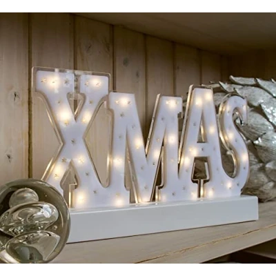 Imagen de hellum 522471 Letra LED (29 ledes, luz blanca cálida, funciona con pilas (3 AA, no incluidas), interior IP20, decoración de invierno, salón, decoración, navideña