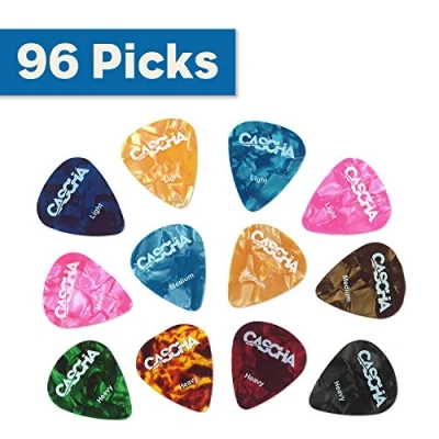 Imagen de CASCHA juego de púa con 96 púas, para guitarra acústica, eléctrica, ukelele, bajo, accesorios