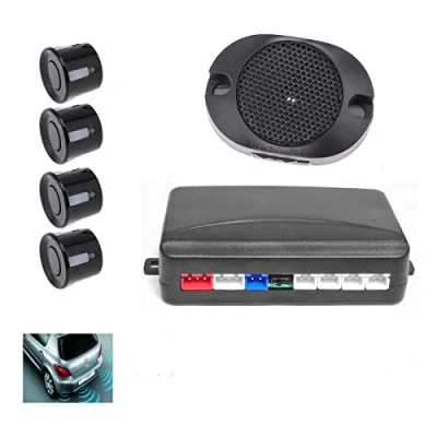 Imagen de ePathChina Sistema de Sensor Aparcamiento 4 Sensores con Alarma Audible y Resistente al Agua, Asistente Coche Trasero Negro