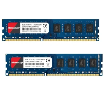 Imagen de Kuesuny Memoria RAM de 2 x 8 GB, DDR3 1600 MHz Udimm PC3 12800 12800U 1.5V CL11 240 Pines 2RX8 Dual Rank Non ECC sin búfer para Ordenador sobremesa