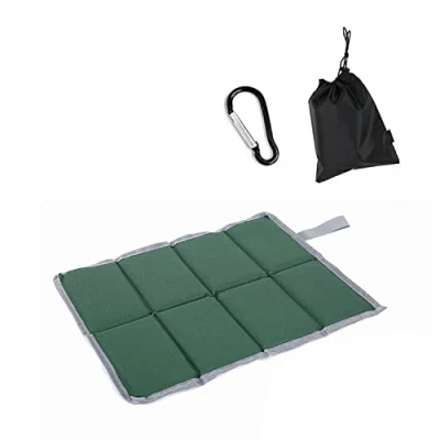 Imagen de 1 CojíN De Asiento con Bolsa Almacenamiento Y MosquetóN, Impermeable, Plegable, Adecuado para Acampar Al Aire Libre, Picnic En El Parque (Verde Militar)