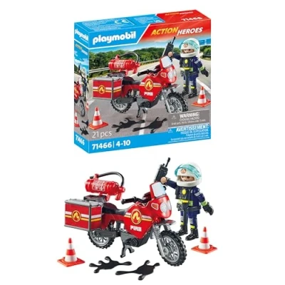 Imagen de PLAYMOBIL Action Heroes 71466 Moto de Bomberos, con una Radio y un extintor, Juegos rol imaginativos Divertidos, Juguetes para niños a Partir 4 años
