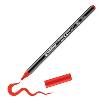 Imagen de edding 4200 rotulador con punta de pincel para porcelana rojo 10 rotuladores 1 4 mm pintar y decorar cerámica tinta resistente a la luz lavavajillas, secado rápido