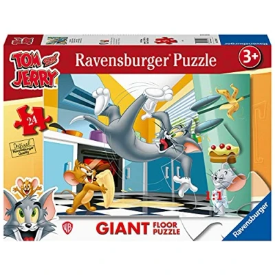 Imagen de Ravensburger Puzzle: Tom y Jerry, Puzzle 3 Años o Más, Puzles Niños Años, Rompecabezas Niños, Puzzle, Regalo Niño Jigsaw, Suelo 24 Piezas, 70x50cm