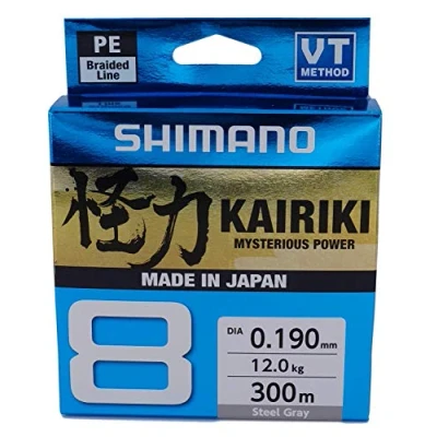 Imagen de SHIMANO Kairiki 8, 300 Meter, Gris Claro, 0.215mm/20.8kg, Línea de Pesca Trenzada, 59WPLA68R16