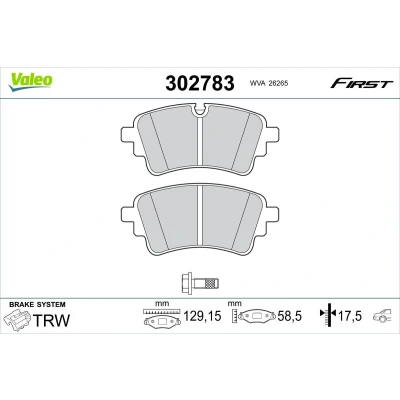 Imagen de VALEO 302783 Juego de pastillas freno Eje trasero excl. contacto avisador desgaste con tornillos, Chapa antichirridos AUDI: Q5, A4 B9 Avant