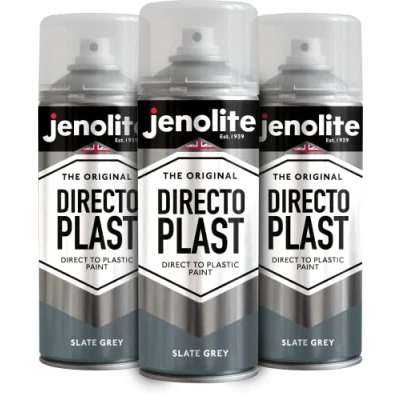 Imagen de JENOLITE Directoplast Pintura en aerosol brillante GRIS PIZARRA 3x400ml multisuperficie Para todo tipo de plástico No requiere imprimación RAL 7031