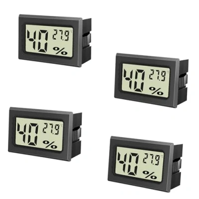 Imagen de Gentpovth Higrometro Digital Termometro, 4 Piezas Mini termómetro interior del Higrómetro, con pantalla fácil de leer, para controlar la temperatura y medir humedad
