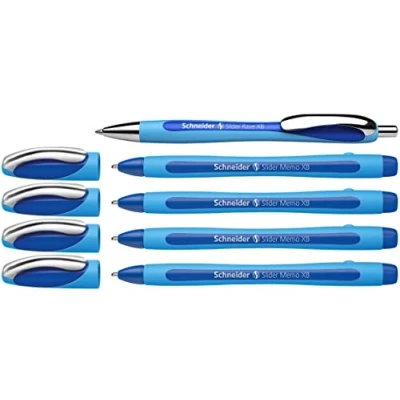 Imagen de Schneider 150275 Slider Memo XB y Rave Bolígrafo (con estuche, tinta azul), 4 + 1 unidad