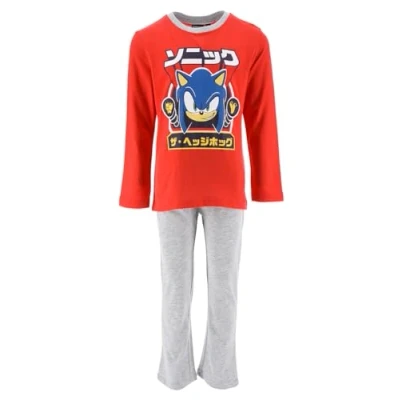 Imagen de Sonic The Hedgehog Pijamas para Niño, Camiseta y Pantalon Largo Conjunto 2 Piezas Diseño Pijama Algodon Suave Rojo, Regalo Niños Talla 8 Años Rojo