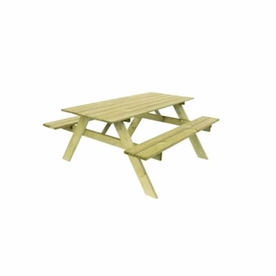 Imagen de Gardiun Mesa de Picnic en Madera Maciza Essential 165x154x75 cm Jardín para 6 Personas Pino Tratada Autoclave Dos Bancos Espesor la 20/25 mm