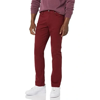Imagen de Amazon Essentials Pantalón de Sarga Elástico con 5 Bolsillos y Ajuste Entallado Hombre, Burdeos, 31W / 34L