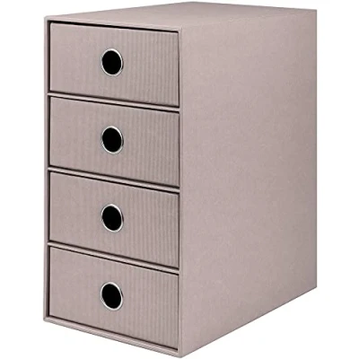 Imagen de Rössler Papier 1524452494 S.O.H.O. Caja de 4 cajones para DIN A5, con agujero agarre, taupe, 250 x 175 320 mm, 1 unidad
