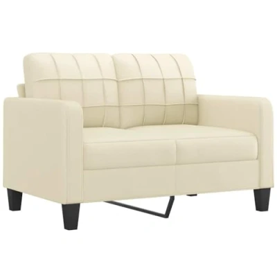 Imagen de vidaXL sofá de 2 plazas Cuero sintético Color Crema 120 cm, sofá, Dos plazas, Asientos salón, sofás, tapizado, Personas