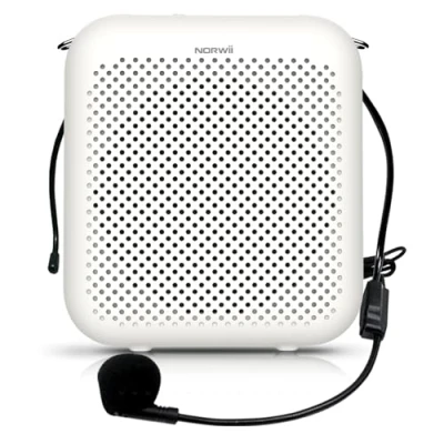 Imagen de NORWII S358 Amplificador de Voz Recargable portátil 4000mAh con micrófono Cable, Auriculares y Cintura, Personal Altavoz para Profesores, guías turísticas, etc