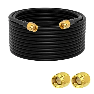 Imagen de Vecys SMA Cable de Extensión Antena Macho a Flexible WLAN RG58 32.8ft/10M para Red Inalámbrica WiFi 2G 3G 4G Enrutador GSM Bluetooth LAN