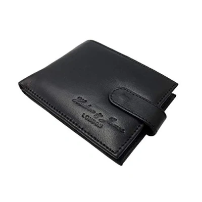 Imagen de Hudson &amp; James Designer London Cartera de piel auténtica para hombre con soporte tarjetas crédito y caja regalo (negro, Estilo 2), Negro 2, M, Contemporáneo