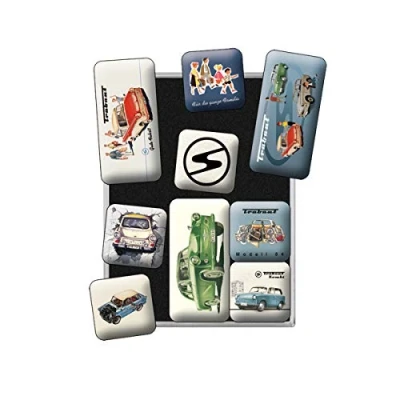 Imagen de Nostalgic Art Juego de Imanes Retro, Trabant Idea Souvenir y Regalo, Decoración para la Nevera, Diseño Vintage, 9 Unidades