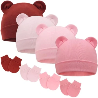 Imagen de DRESHOW Bebé Gorro y Guantes para Recién Nacido Beanie Sombrero Bebés Niños Gorros