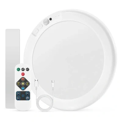 Imagen de Bojim LED Lámpara de Techo con Sensor Movimiento, 6000mAh Recargable Plafón mando a distancia, Ø19cm 250LM Regulable Lampara 3000K 6500K para Cocina, Pasillo, Escalera, Balcón