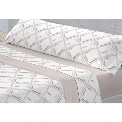Imagen de Donegal Collections Juego de Sábanas Estampadas 3 Piezas Cama 135 cm Sabanas 135x190 Incluye Sabana Bajera, Encimera y Funda Almohada Ingry Beige