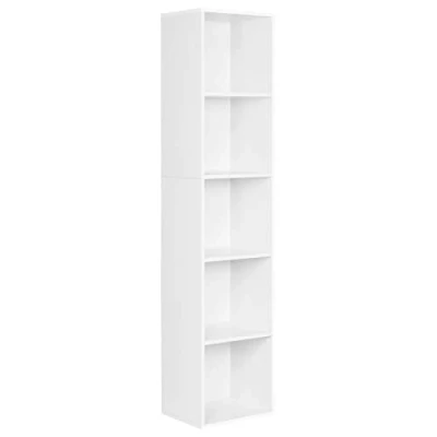 Imagen de WOLTU Libreria Alta con 5 Cubos de Almacenamiento, Estanteria Columna para Exposición, Blanca Oficina, Hogar y Estudio Juvenil, 30x24x132cm, SK003ws5