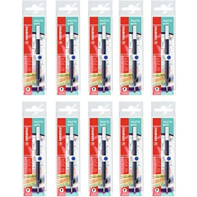 Imagen de Recarga de tinta para roller STABILO Palette Ancho trazo F (0,4 mm) Pack 10 recargas color azul