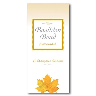 Imagen de Basildon Bond P4TO 89 x 187 mm paquete de sobres con cierre engomado correo aéreo blanco (Pack 20), color champán