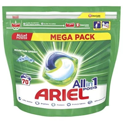 Imagen de Ariel Detergente todo en 1 cápsulas de lavado Mountain Spring, 70 piezas