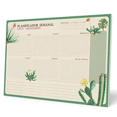 Imagen de Grupo Erik Bloc planificador semanal Botanical, Organizador semanal, Planning escritorio, Color Cacti, A4