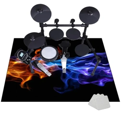 Imagen de JaevKwzy Alfombra para Bateria Acustica Electronica de Tambor Alfombrilla Insonorizada Batería Jazz Alfombras Rectangulares Antideslizantes 120 x 80 cm