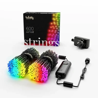 Imagen de Twinkly Strings 600 LED RGB Cadena de luces para exterior e interior, inteligentes, compatible con HomeKit, Alexa y Google Home, juegos, IP44, control aplicación, cable