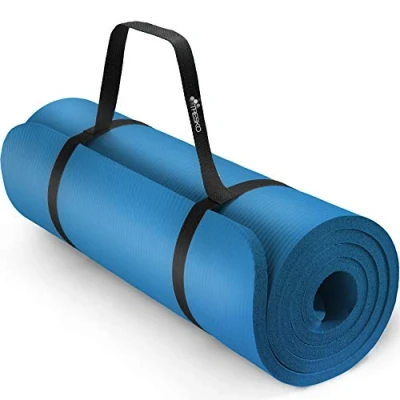 Imagen de TRESKO® Esterilla de fitness 185 x 60 cm y 190 100 para gimnasia, yoga, pilates cualquier tipo entrenamiento Suave cómoda Espuma NBR (Azul, 1,5 cm)