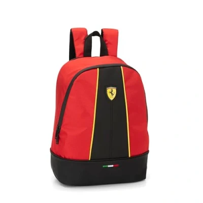 Imagen de Franco Cosimo Panini FERRARI Mochila de escuela media, superior y primaria con amplios compartimentos centrales cierre cremallera tirantes ajustables, 28 x 40 15,5 cm, color rojo