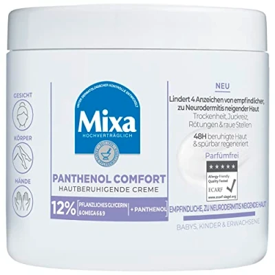 Imagen de Mixa crema de cuidado para piel seca, sensible y propensa a neurodermatitis, cicatrización heridas contra rojeces picor, con pantenol, pantenol Comfort, 400 ml