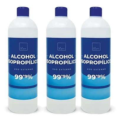 Imagen de Alcohol Isopropílico 99,9% Puro Isopropanol Limpieza de Componentes Electrónicos. Desinfección y Superficies (3 Botellas 1 Litro)