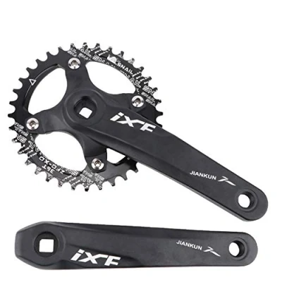 Imagen de ZTZ Bielas Cuadradas de 170mm para Bicicleta Montaña con Plato 104 BCD 32/34/36/38T, y Manivela Redonda MTB, Compatible Shimano, SRAM, FSA (34T, Negro)