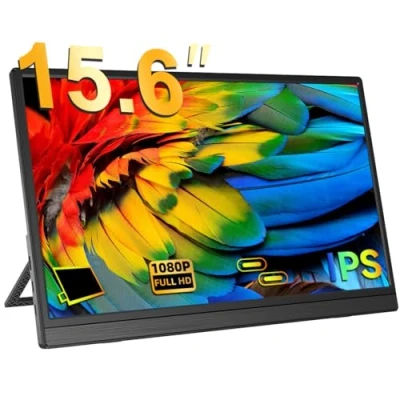 Imagen de UPERFECT Monitor Portátil 15,6 Pulgadas con Pantalla IPS Full HD 1920 x 1080 de 1200:1 y Soporte Integrado Mini HDMI USB C para Laptop Consola Juegos Smartphone, Compatible VESA