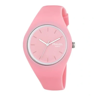Imagen de Ravel Reloj Unisex con Correa de Silicona Contraste Ajuste cómodo y Fino Cuarzo analógico R1804.5 Rosa/Blanco