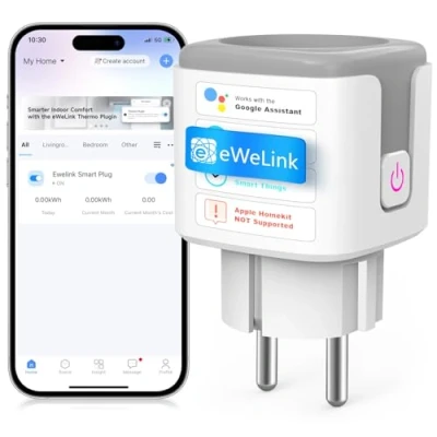 Imagen de SURFOU Enchufe Inteligente WiFi 2.4GHz, Smart Plug 16A Compatible con Alexa y Google Home, Control por Voz APP, Temporizador Programable, Ahorro Energético, Sin Hub Necesario