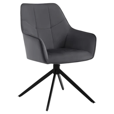 Imagen de WOLTU Silla de Comedor Giratoria, Sillon, Cocina, Tocador con Asiento Suave Respaldo Acolchado, Sillas para Salón, Escritorio, Sala, Terciopelo, Gris Oscuro, EZS09dgr 1