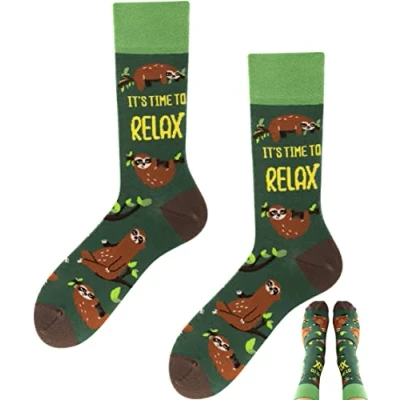 Imagen de TODO Colours Divertidos Calcetines con diseño Multicolor, colorido, loco para la alegría de vivir, Sloth, 39 42
