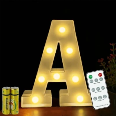 Imagen de HONPHIER® luces de letras con mando a distancia y alfabeto, lámpara LED para cartas, iluminada, letras, nocturnas, decoración cumpleaños, fiestas, bodas